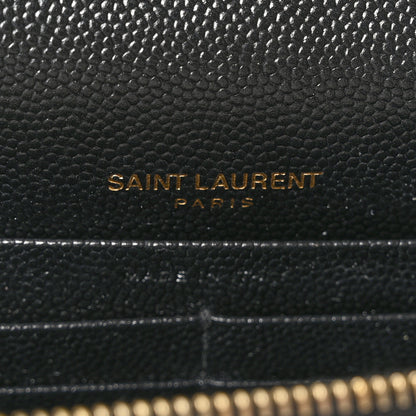 Saint Laurent Grain De Poudre Matelasse Chevron Monogram Envelope Chain Wallet Black 6 of 10