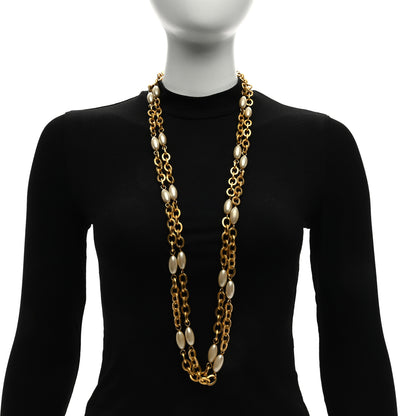 Chanel Pearl Chain Long Necklace Gold 2 of 4