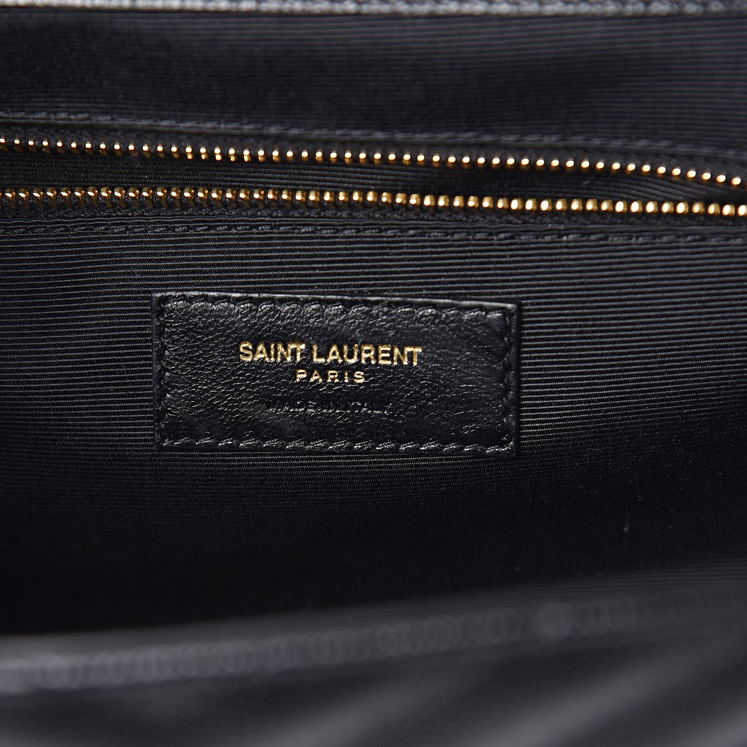 Saint Laurent Grain De Poudre Matelasse Chevron Large Monogram Satchel Black 6 of 8