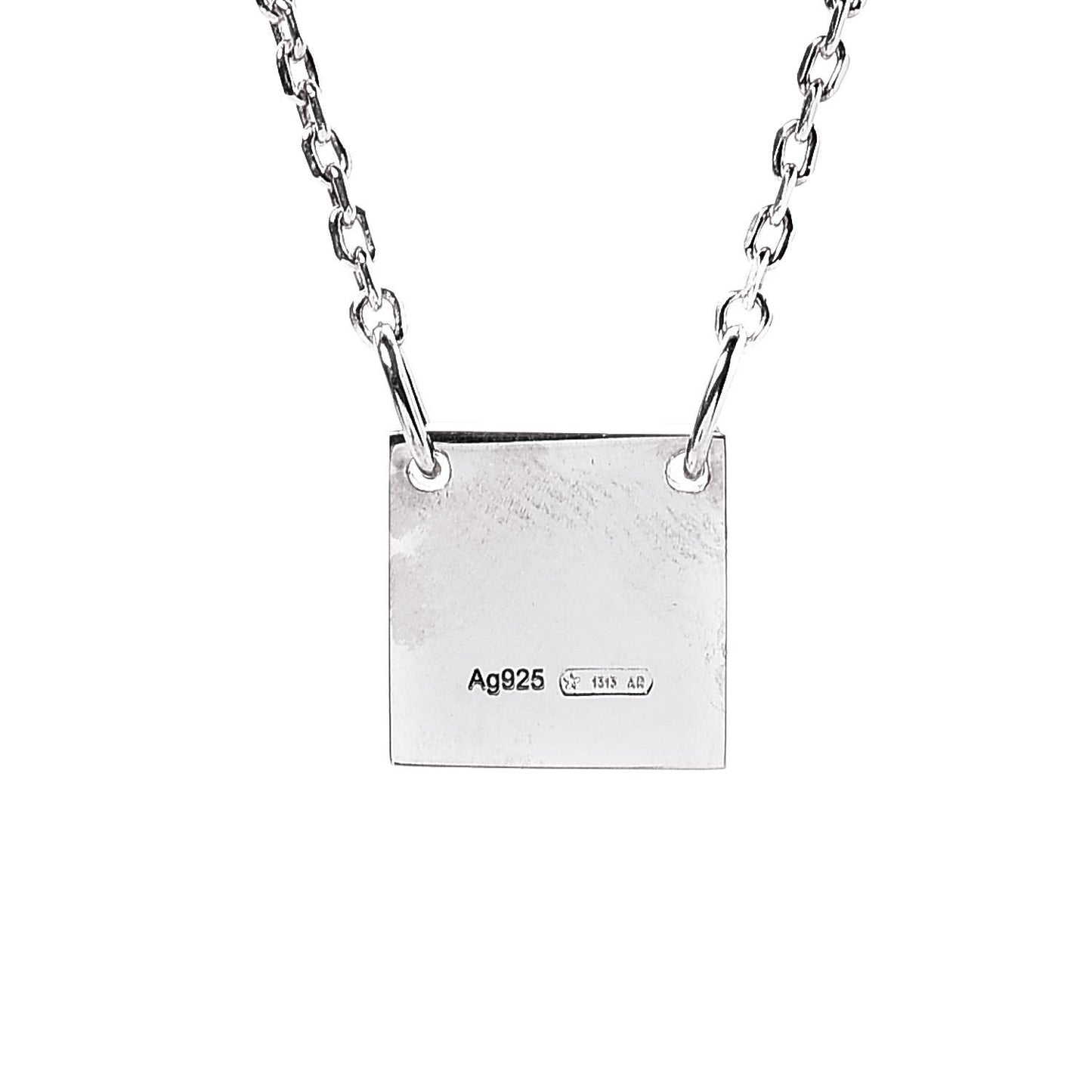 Sterling Silver Logo Square Tag Necklace
