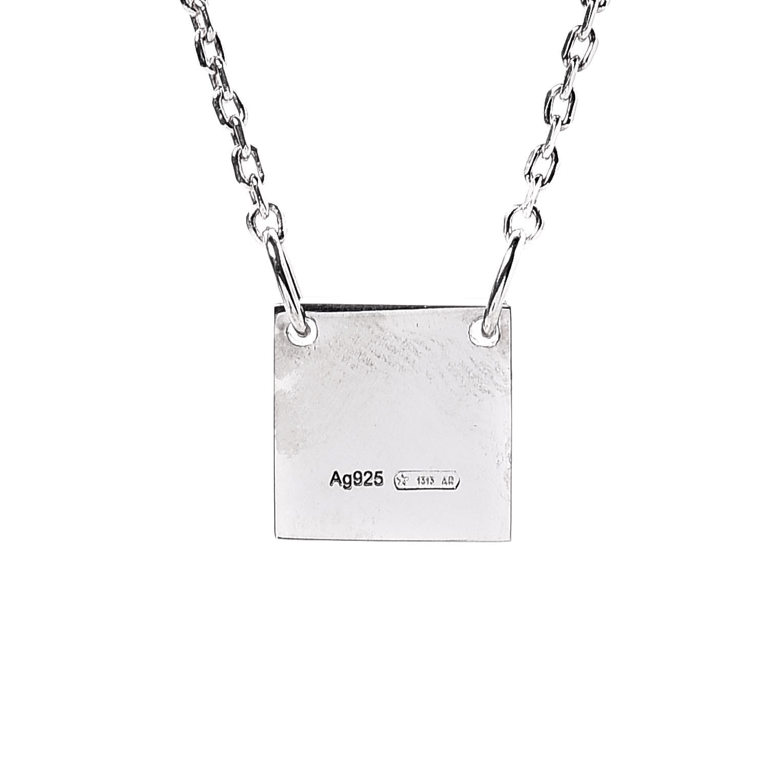 Gucci Sterling Silver Logo Square Tag Necklace 5 of 7