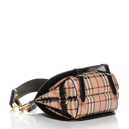 Burberry Haymarket Check Large Bridle Saddle Bag Dark Clove Brown 4 of 8