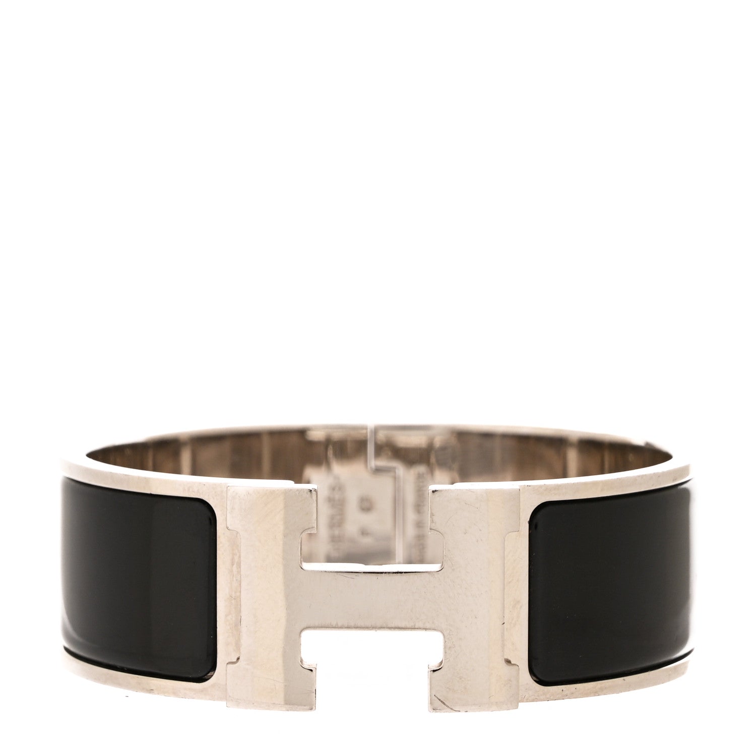 Hermes Enamel Wide Clic Clac H Bracelet GM Black 1 of 4