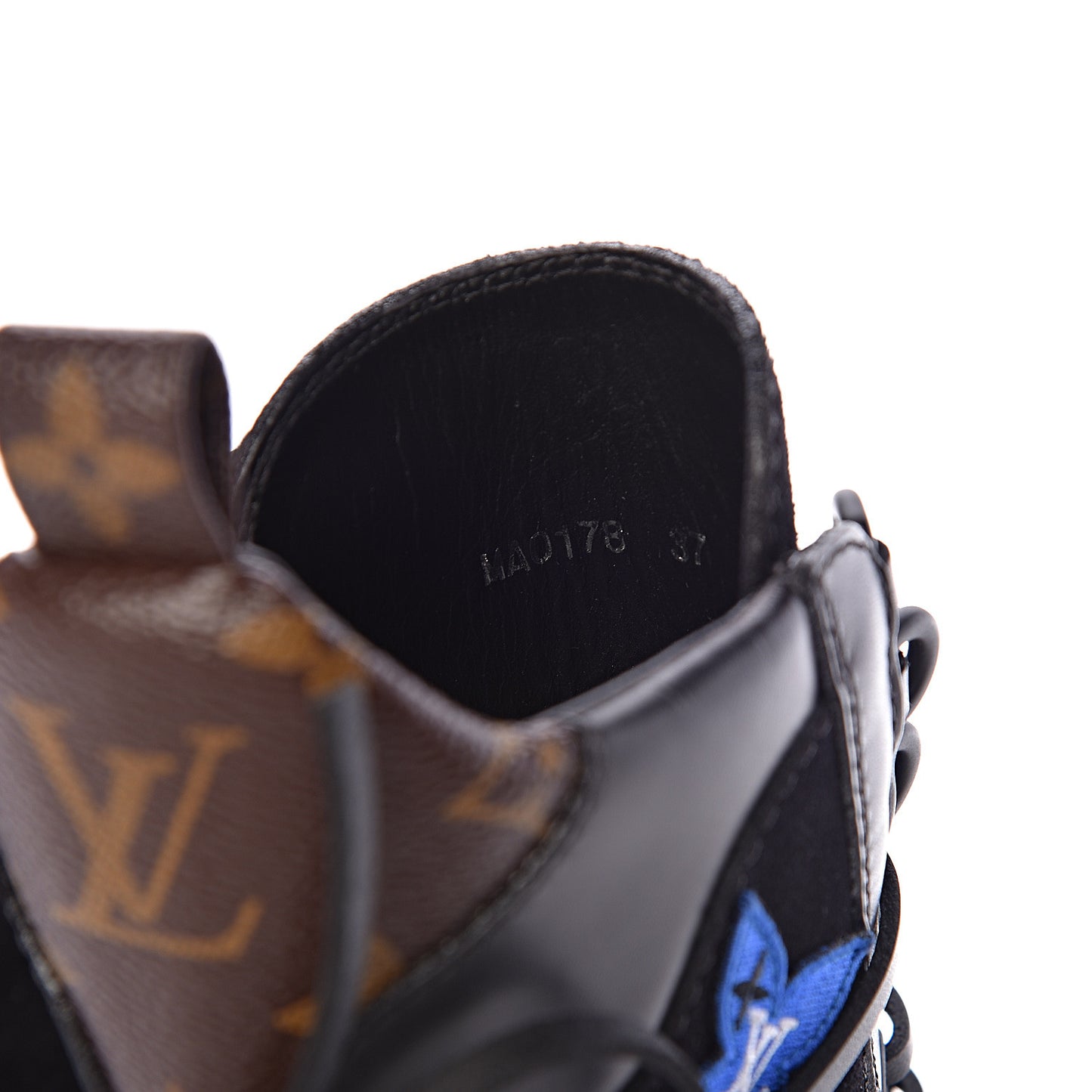 Suede Calfskin Monogram LV Black Heart Laureate Platform Desert Boots 37 Black
