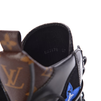 Louis Vuitton Suede Calfskin Monogram LV Black Heart Laureate Platform Desert Boots 37 Black 6 of 9