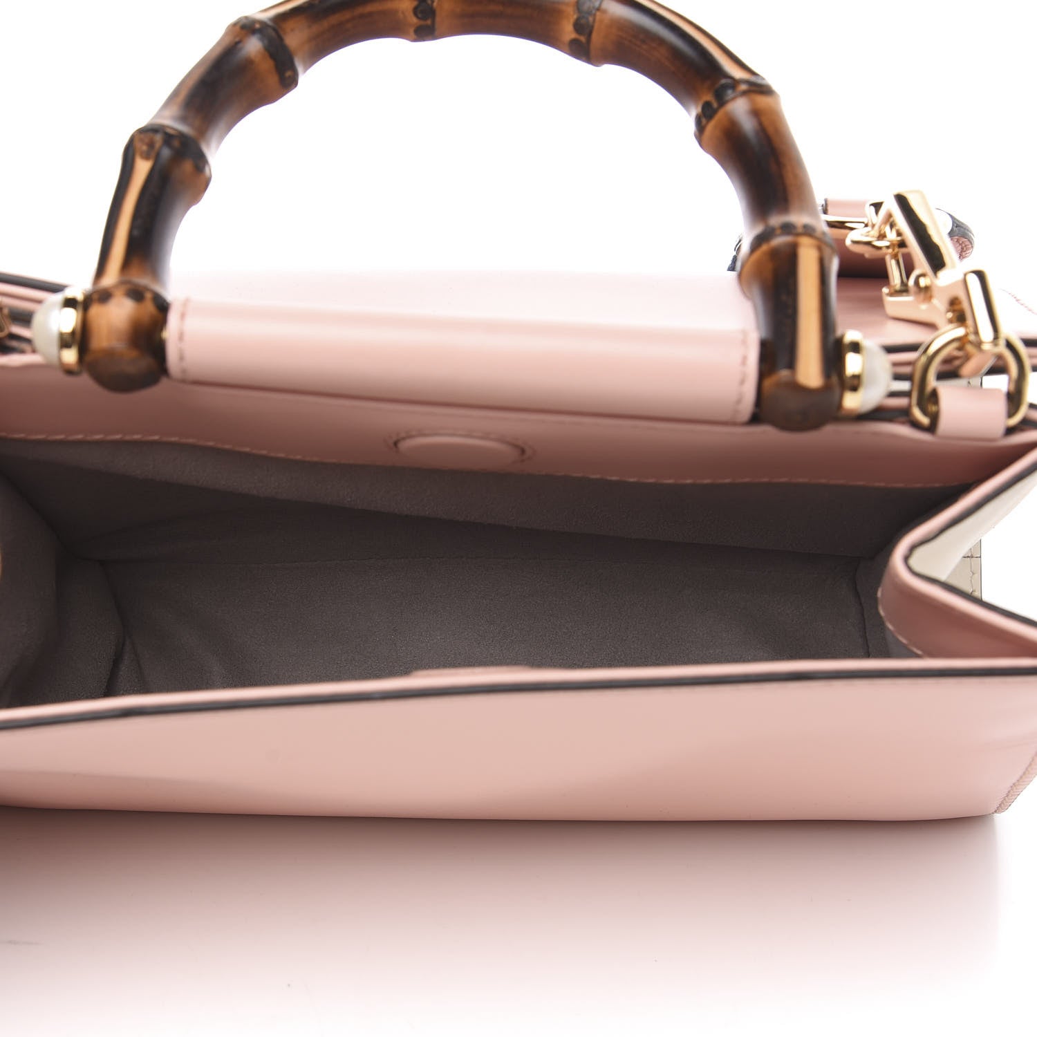 Gucci Nappa Bamboo Web Mini Nymphaea Top Handle Bag Perfect Pink Mystic White 5 of 13