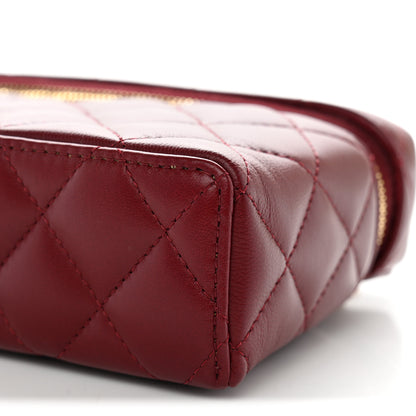 Chanel Lambskin Quilted Top Handle Slim Vanity With Chain Burgundy 10 of 12
