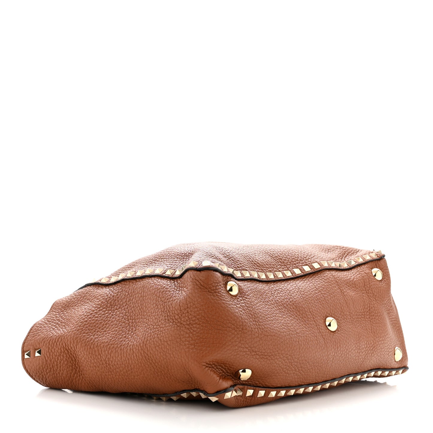 Pebbled Calfskin Medium Rockstud Tote Light Cuir