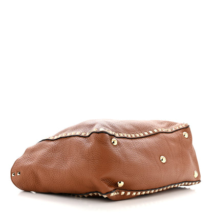 Valentino Garavani Pebbled Calfskin Medium Rockstud Tote Light Cuir 4 of 9