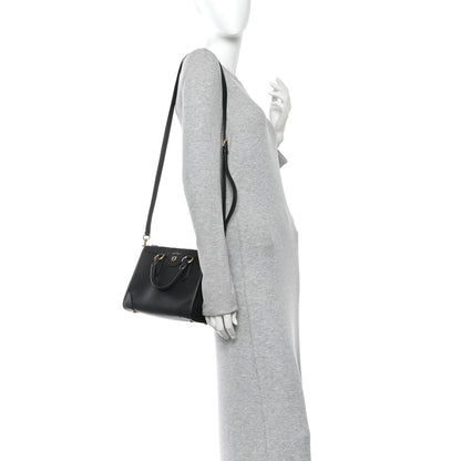 Salvatore Ferragamo Grained Calfskin 1927 Tote Black 2 of 9
