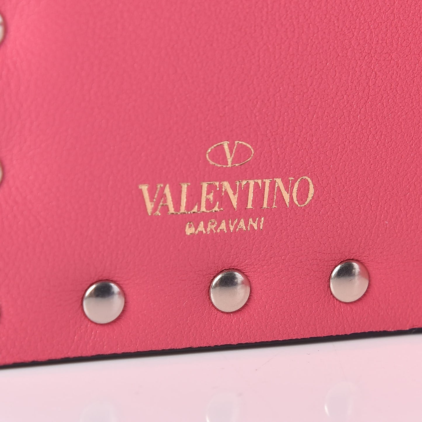Vitello Rockstud Coin Case Card Holder Shadow Pink