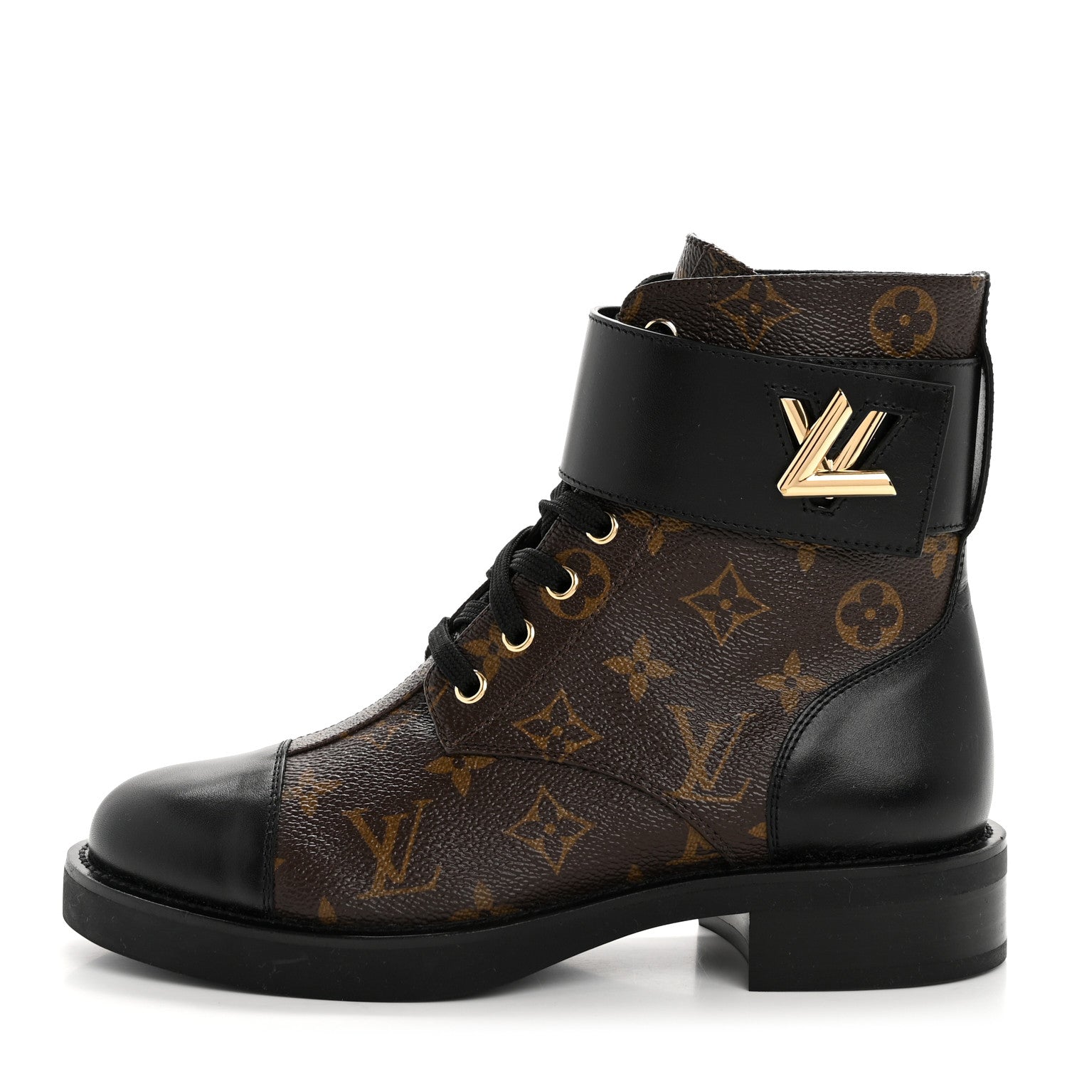 Louis Vuitton Calfskin Monogram Wonderland Flat Ranger Boots 37.5 Black 1 of 13