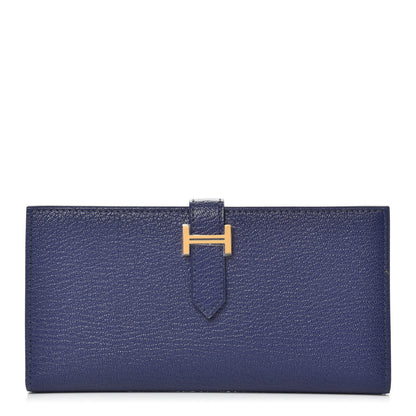 Hermes Chevre Mysore Bearn Gusset Wallet Bleu Encre 1 of 10