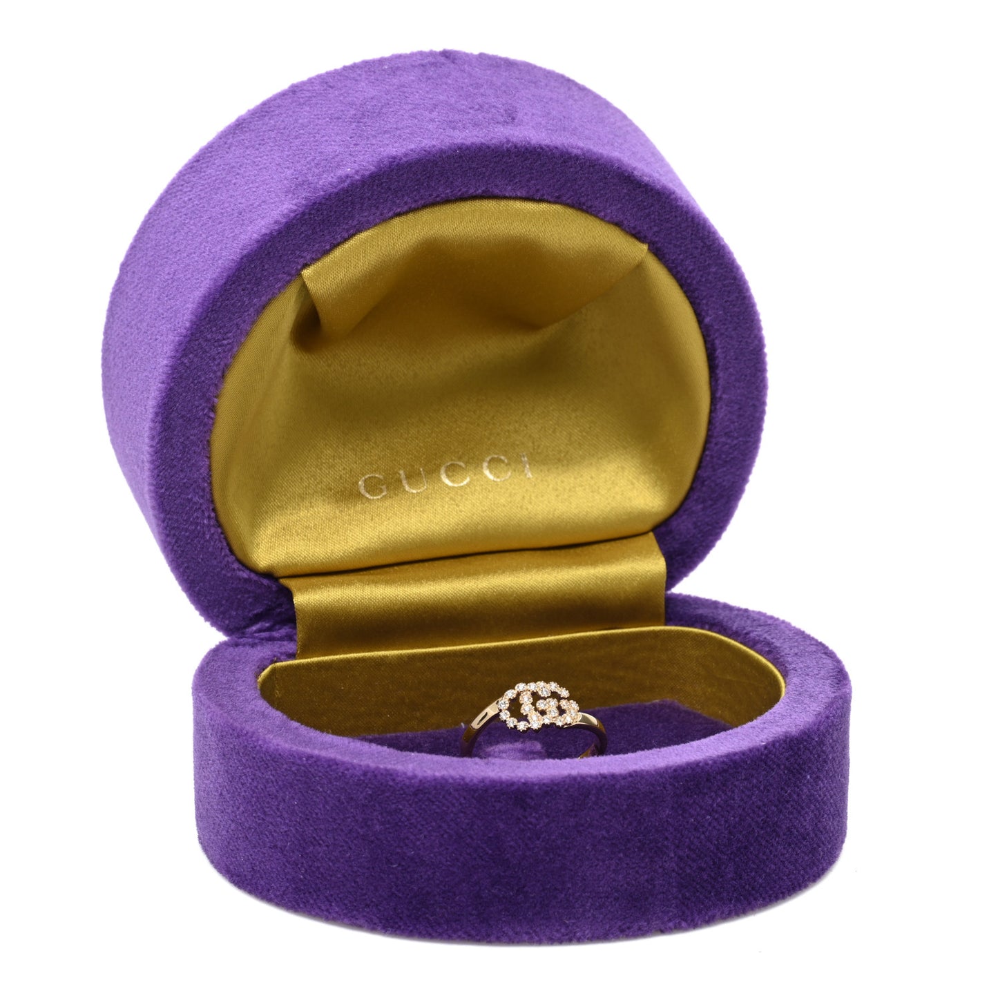 18K Yellow Gold Diamond Running G Ring 54 6.75