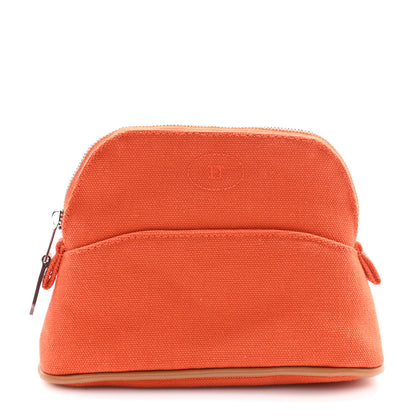 Hermes Cotton Canvas Mini Mini Bolide Travel Cosmetic Pouch Feu 1 of 6