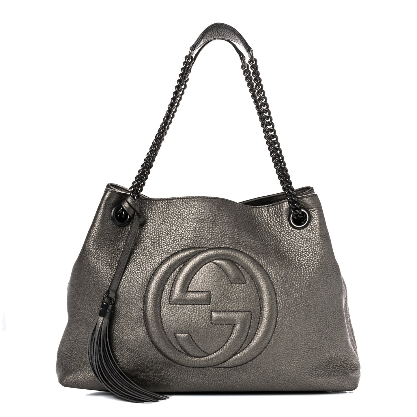 Metallic Pebbled Calfskin Medium Soho Chain Shoulder Bag Sasso