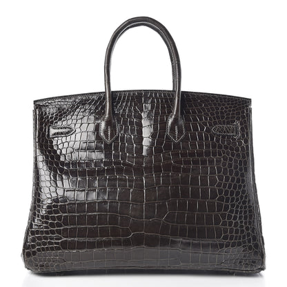 Hermes Shiny Porosus Crocodile Birkin 35 Graphite 25 of 38