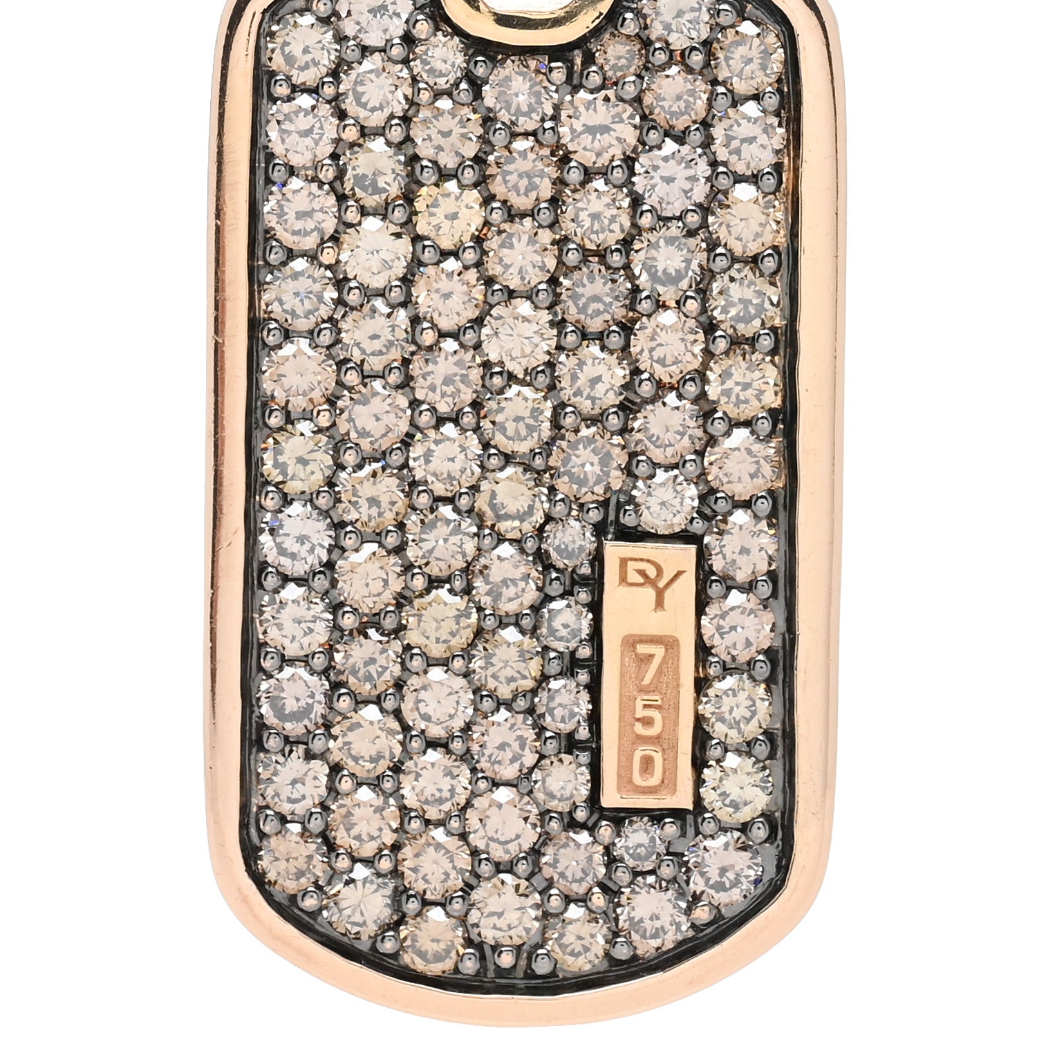 David Yurman 18K Rose Gold Cognac Diamond Dog Tag Pave Pendant Necklace 5 of 6