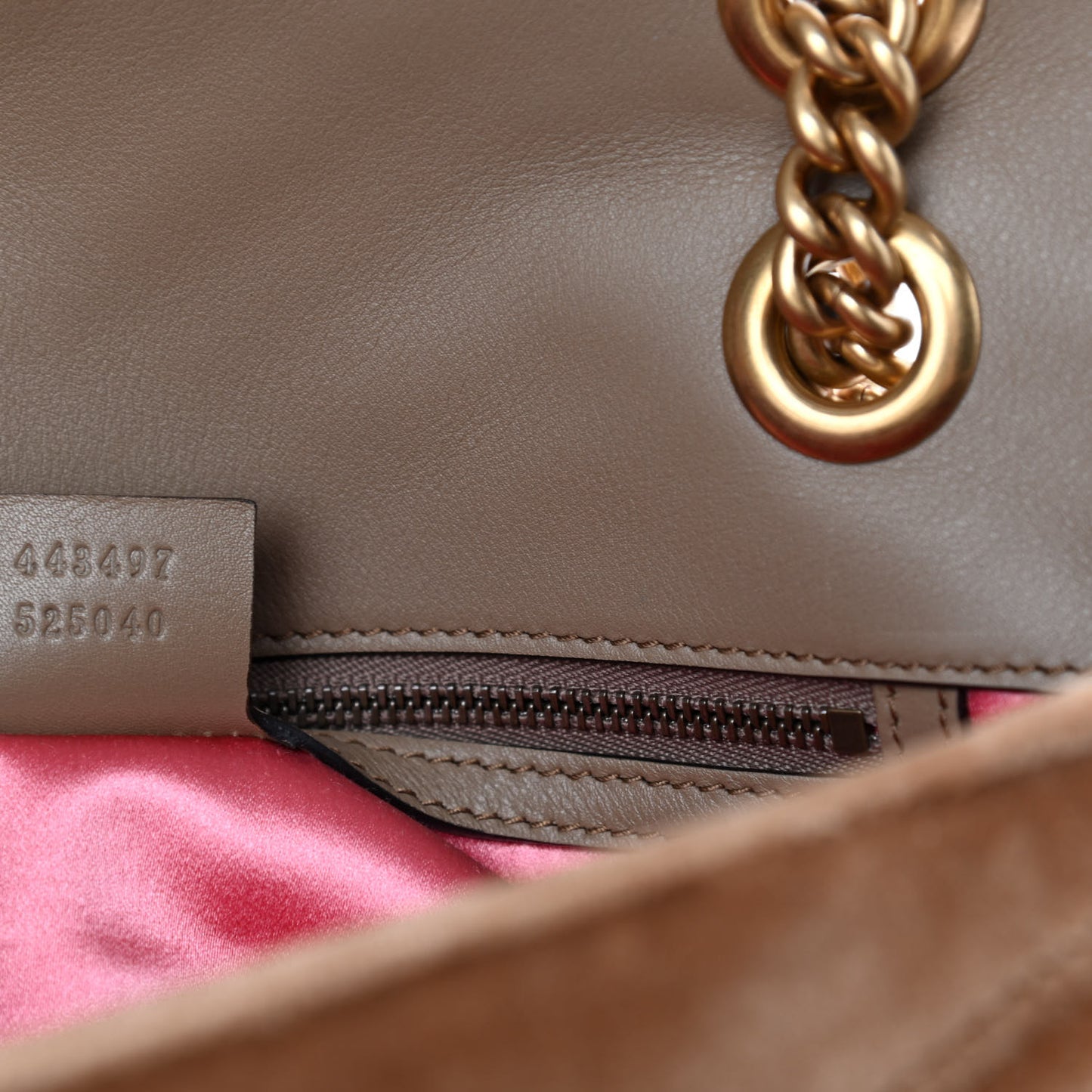 Velvet Matelasse Small GG Marmont Shoulder Bag Taupe