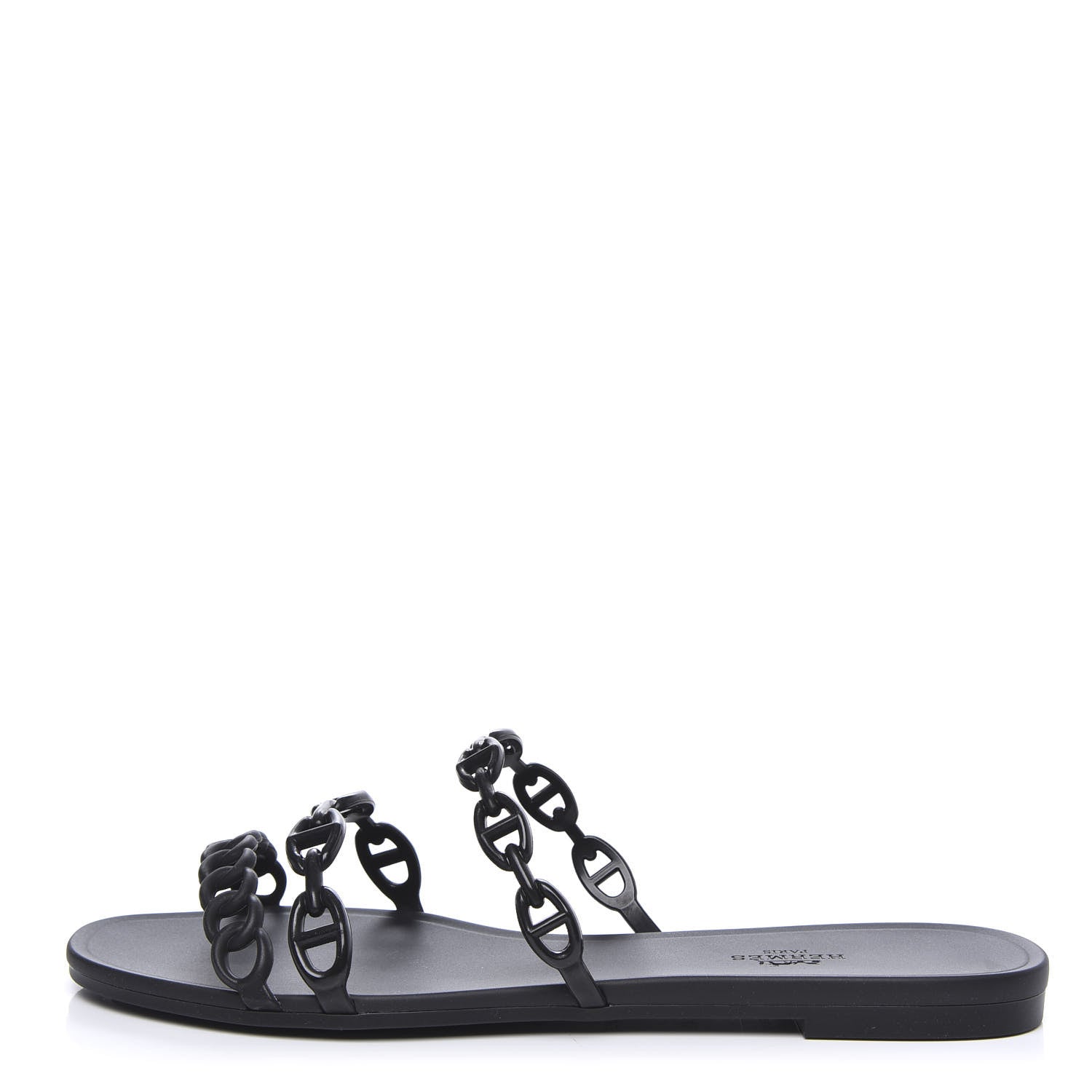 Hermes Rubber Chaine d'Ancre Rivage Sandals 40 Black 1 of 7