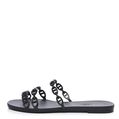 Hermes Rubber Chaine d'Ancre Rivage Sandals 40 Black 1 of 7