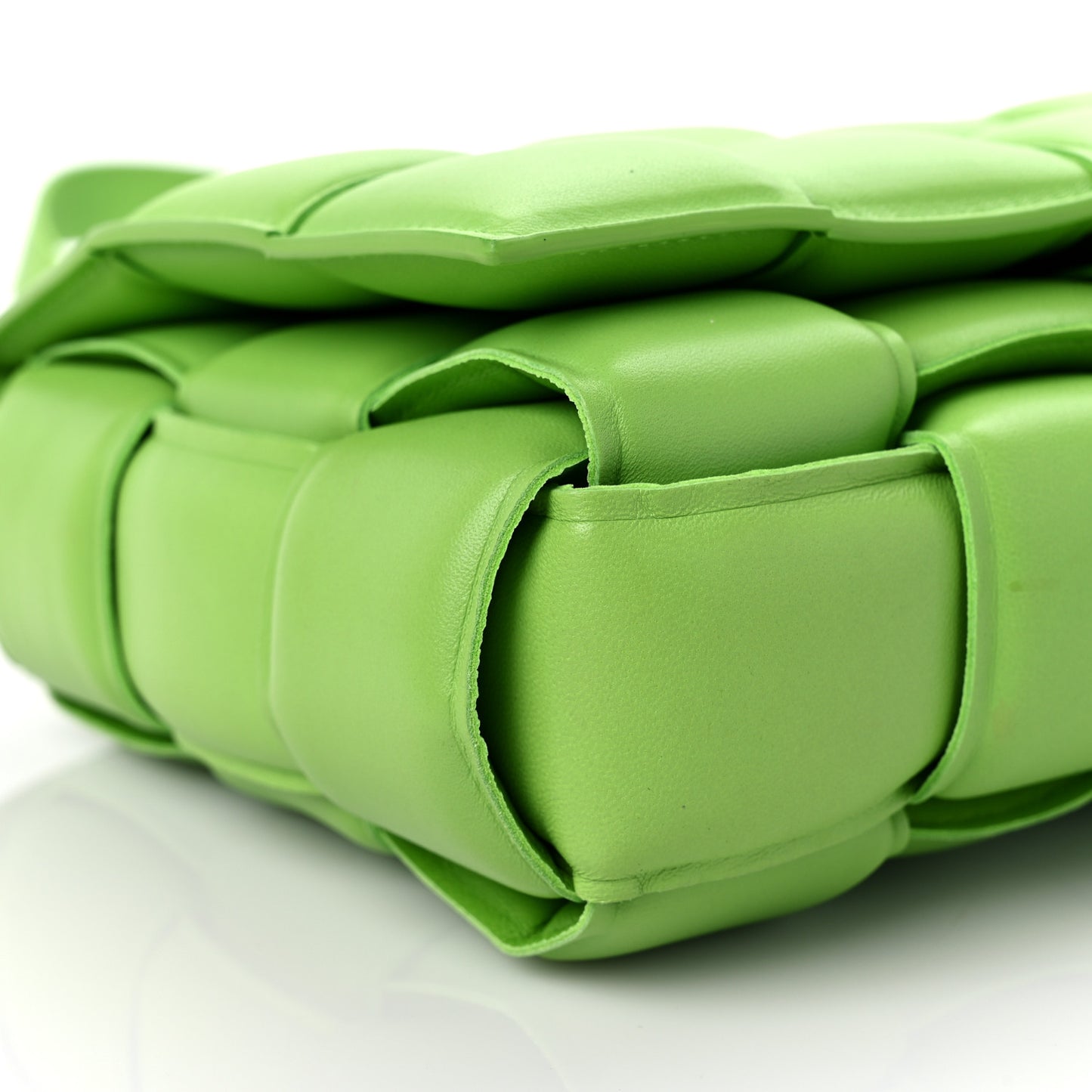 Nappa Maxi Intreccio Padded Cassette Crossbody Bag Acid Green