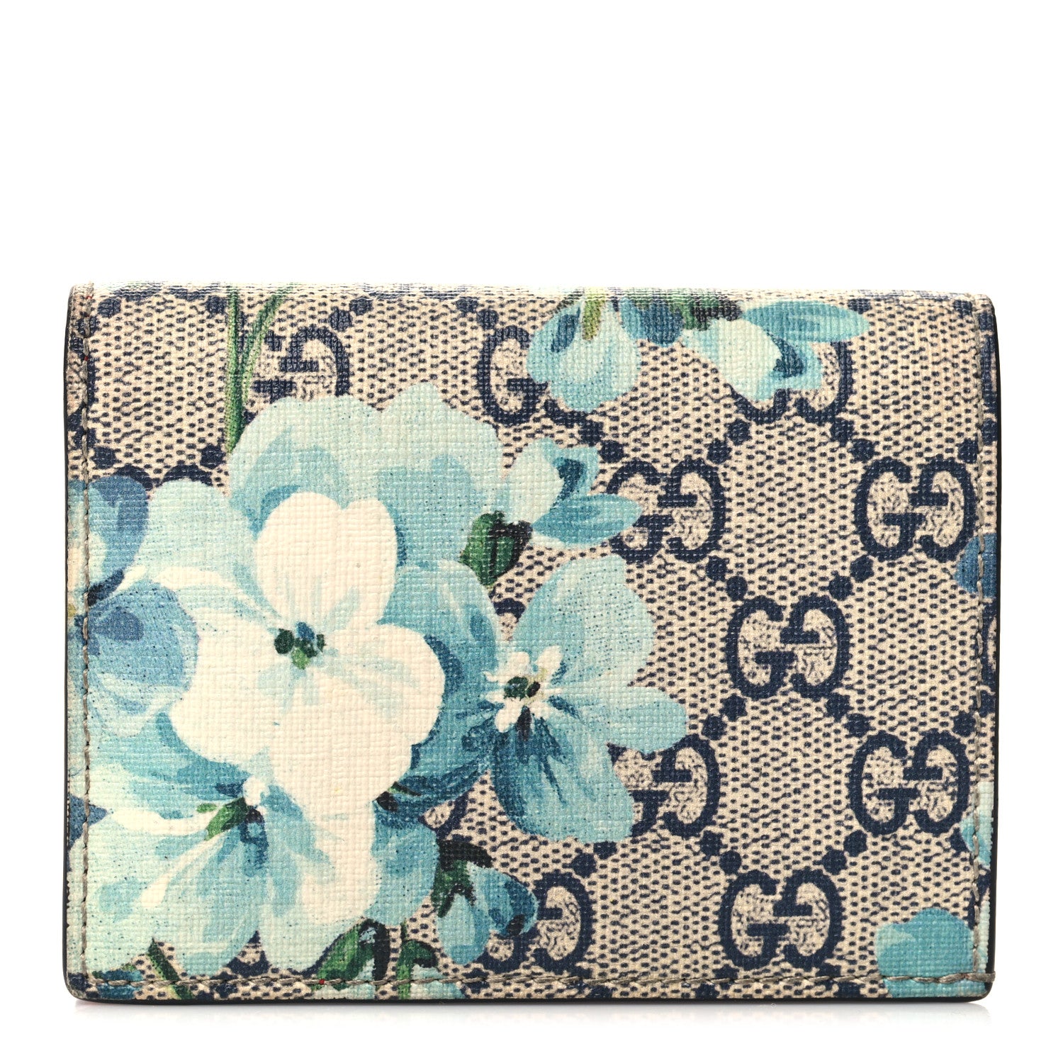 Gucci GG Supreme Monogram Blooms Card Case Wallet Beige Blue Navy Hibiscus Red 1 of 8
