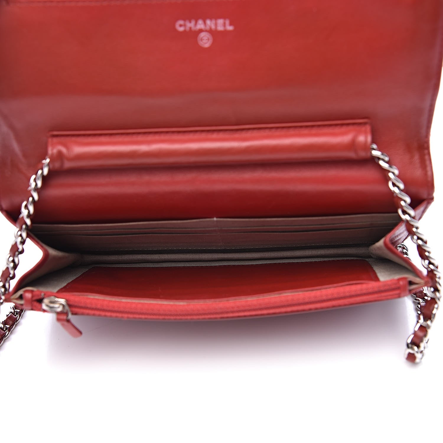 Chanel Patent Quilted Brilliant Wallet On Chain WOC Red 5 of 16