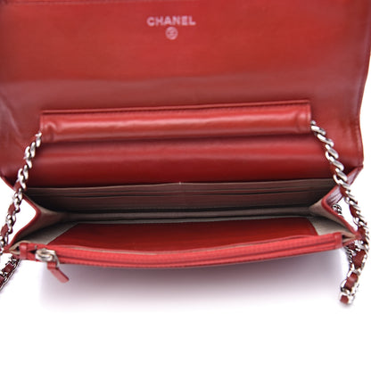 Chanel Patent Quilted Brilliant Wallet On Chain WOC Red 5 of 16