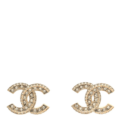 Chanel Crystal Timeless CC Earrings Light Gold 1 of 5