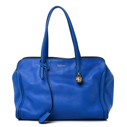 Alexander McQueen Pebbled Calfskin Large Skull Padlock Zip Around Tote Cobalt 1 of 16