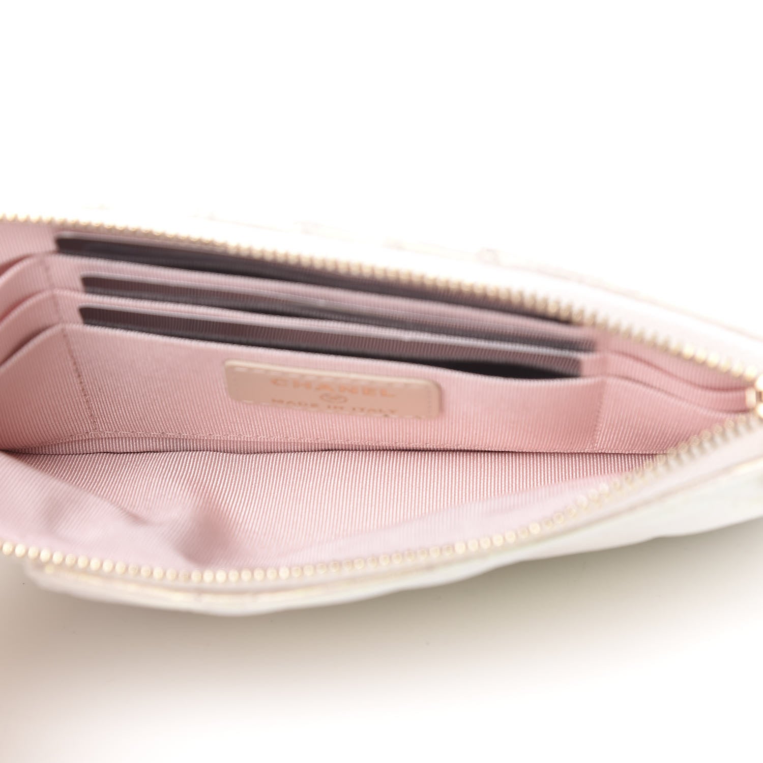 Chanel Iridescent Lambskin Quilted Classic Flat Wallet Pouch Ivory 5 of 8