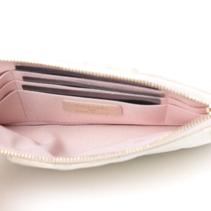 Chanel Iridescent Lambskin Quilted Classic Flat Wallet Pouch Ivory 5 of 8