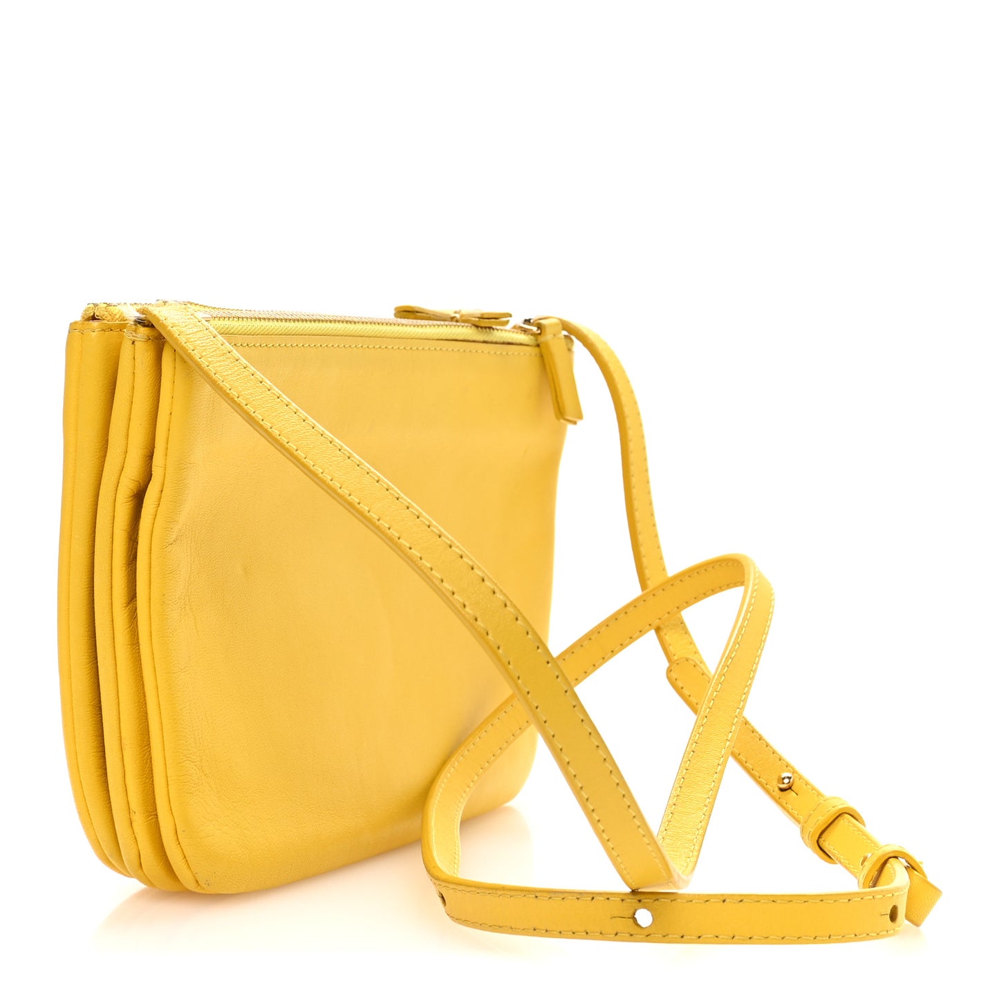 Lambskin Small Trio Crossbody Bag Citron