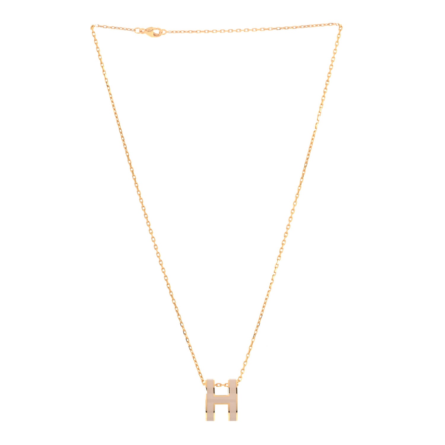 Hermes Lacquered Gold Pop H Pendant Necklace Marron Glace 1 of 5