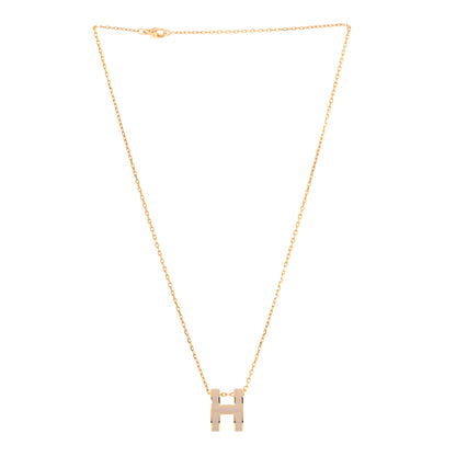 Hermes Lacquered Gold Pop H Pendant Necklace Marron Glace 1 of 5