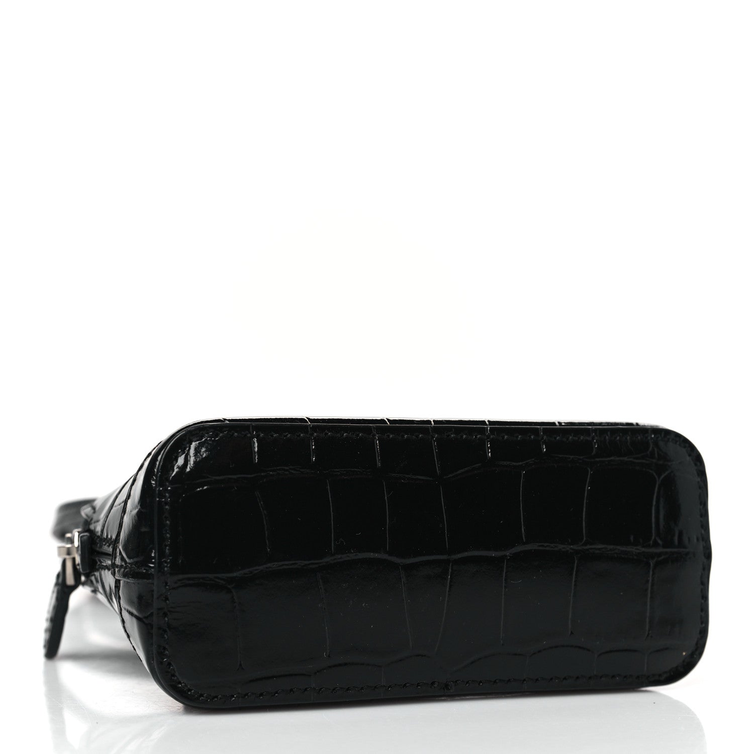 Balenciaga Shiny Calfskin Logo Crocodile Embossed XXS Ville Top Handle Bag Black White 4 of 8