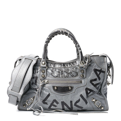 Balenciaga Agneau Arena Graffiti All Over Classic Silver Hardware S City Balenciaga Grey Black 3 of 12