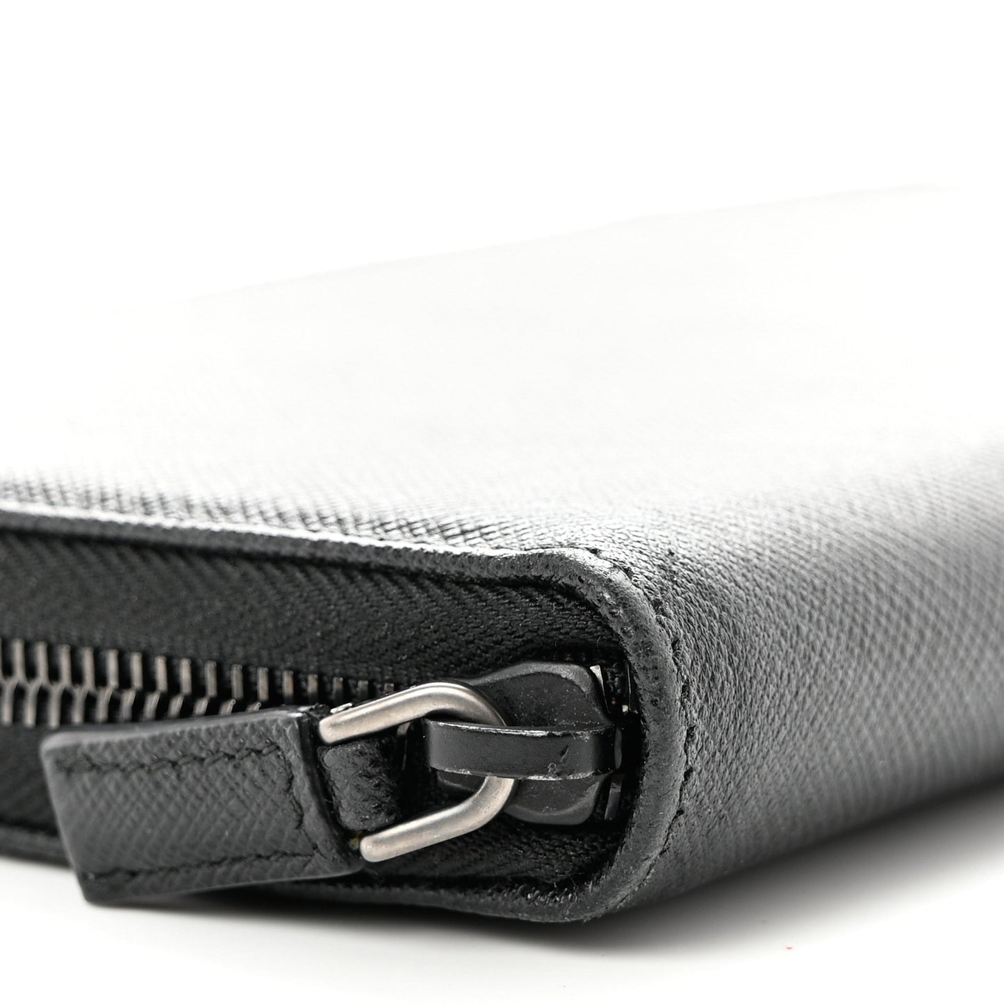 Saffiano Metal Large Zip Around Travel Wallet Black