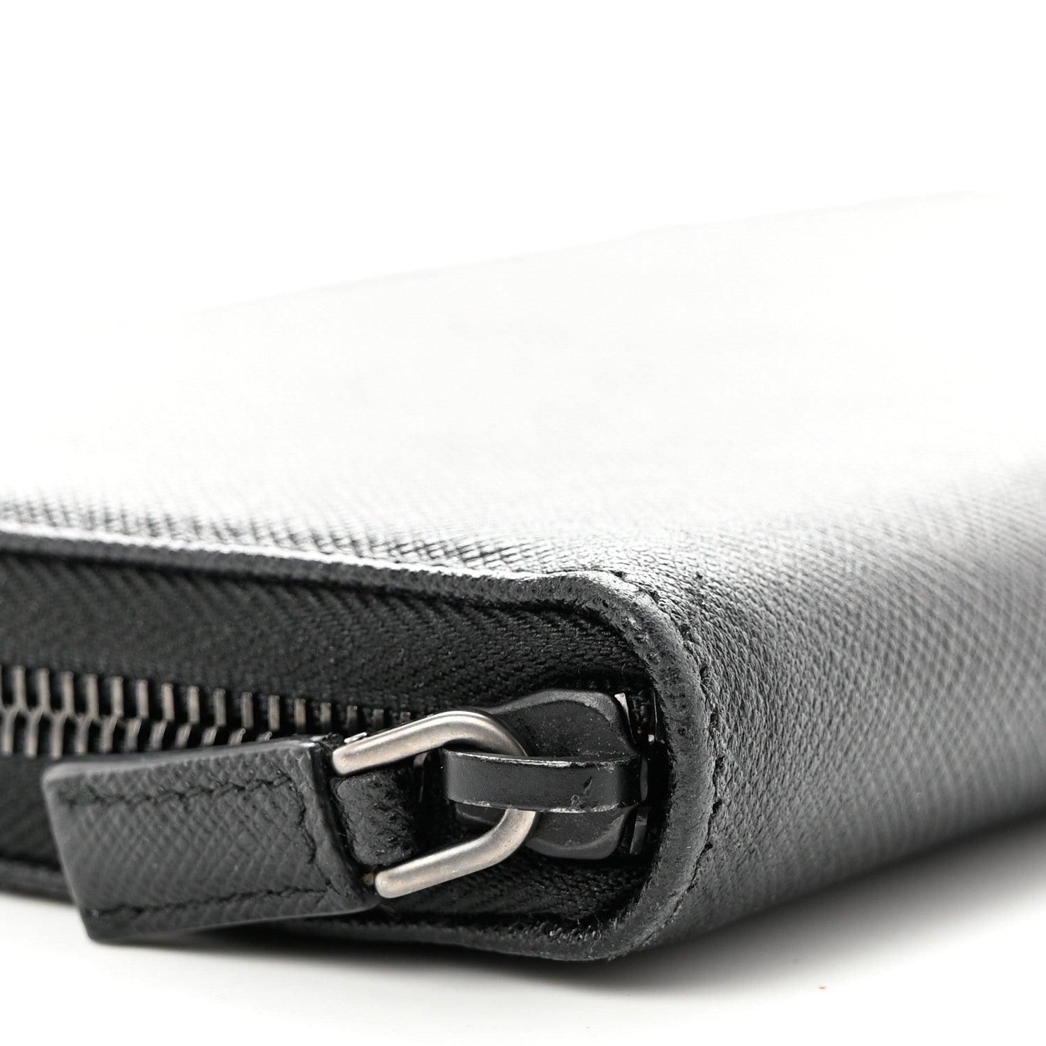Prada Saffiano Metal Large Zip Around Travel Wallet Black 8 of 10