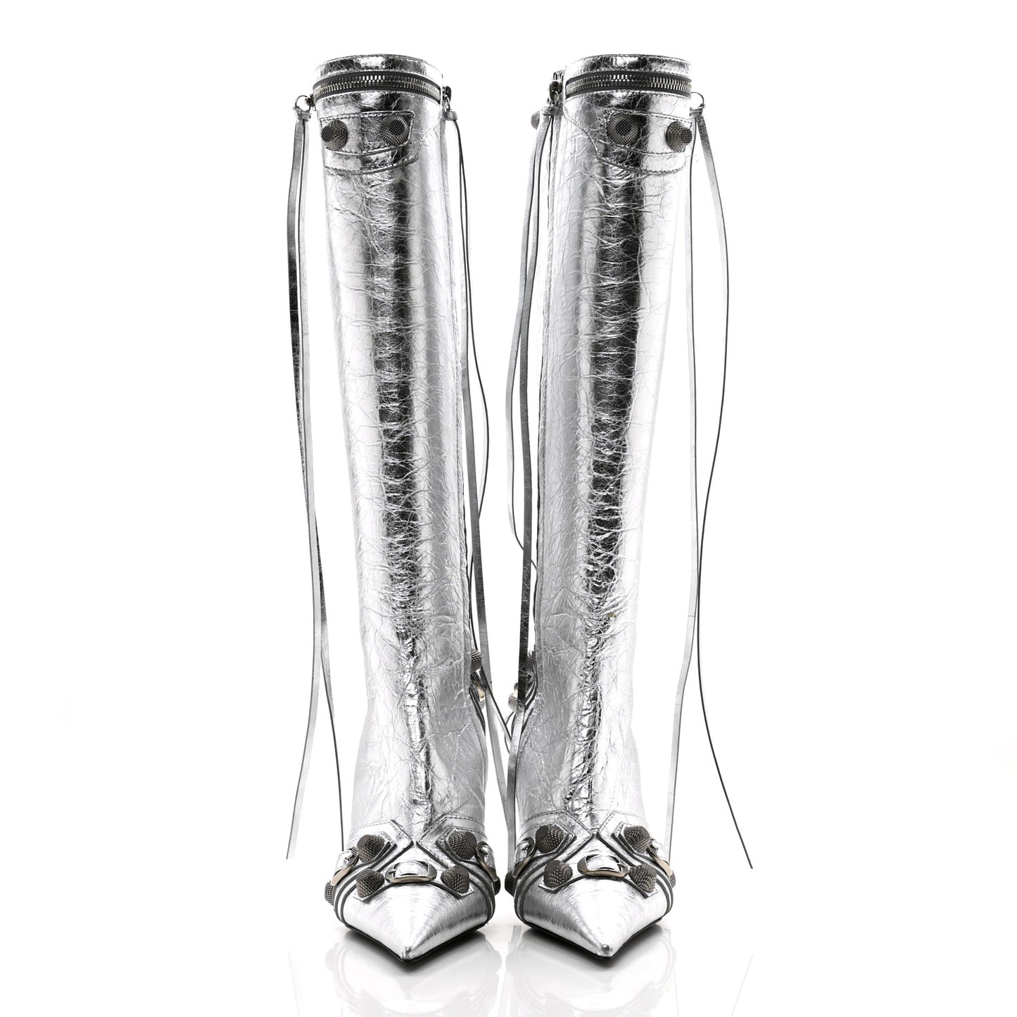 Metallic Agneau Arena Cagole 90mm Boots 37.5 Silver