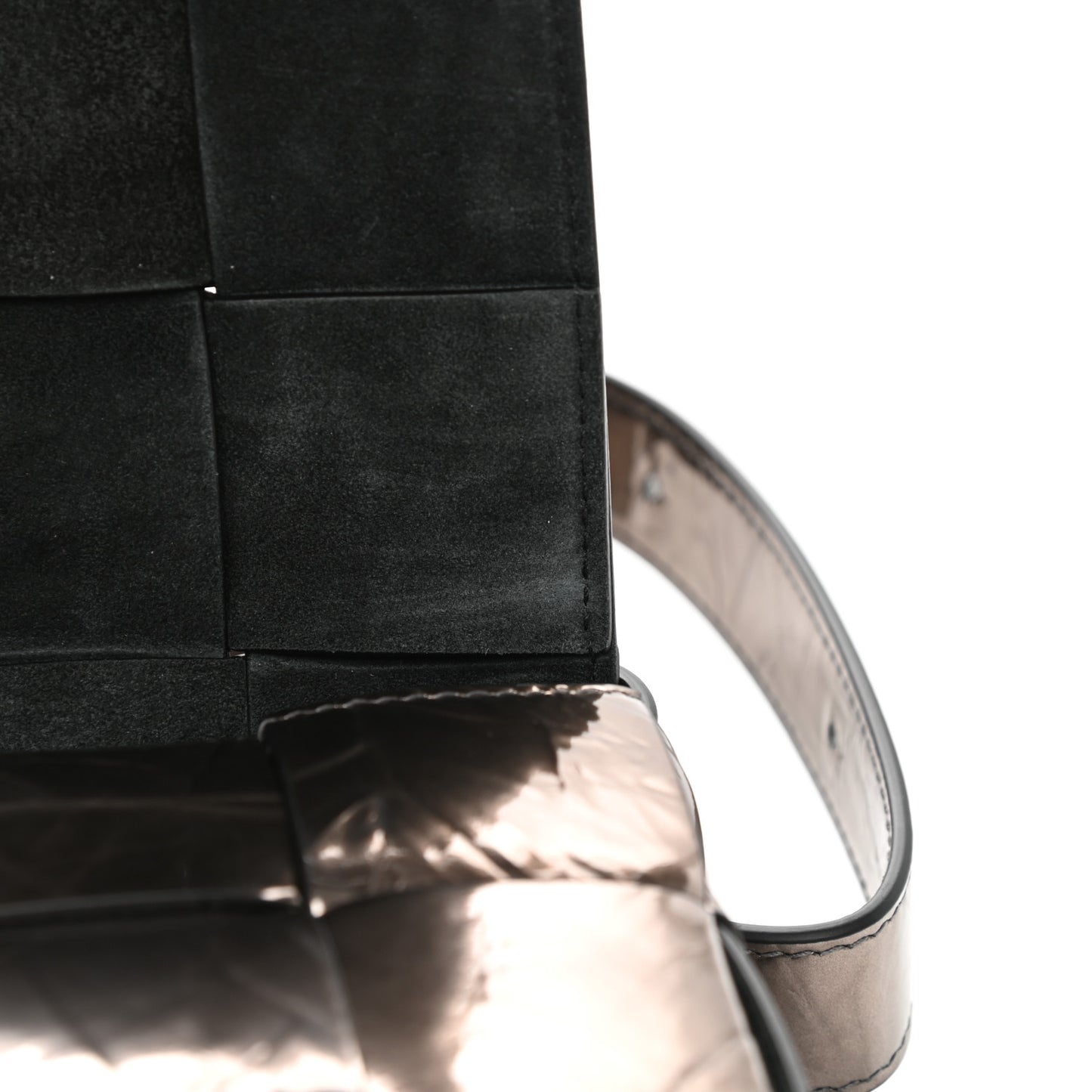 Metallic Crushed Calfskin Maxi Intrecciato Cassette Crossbody Bag Anchor