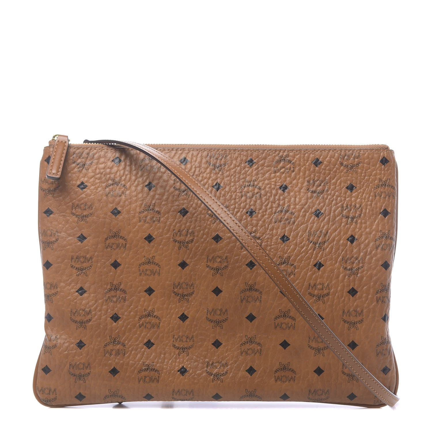 MCM Visetos Medium Crossbody Pouch Cognac 1 of 9