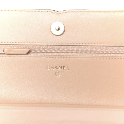 Chanel Caviar Quilted CC Filigree Wallet On Chain WOC Beige Black 6 of 12
