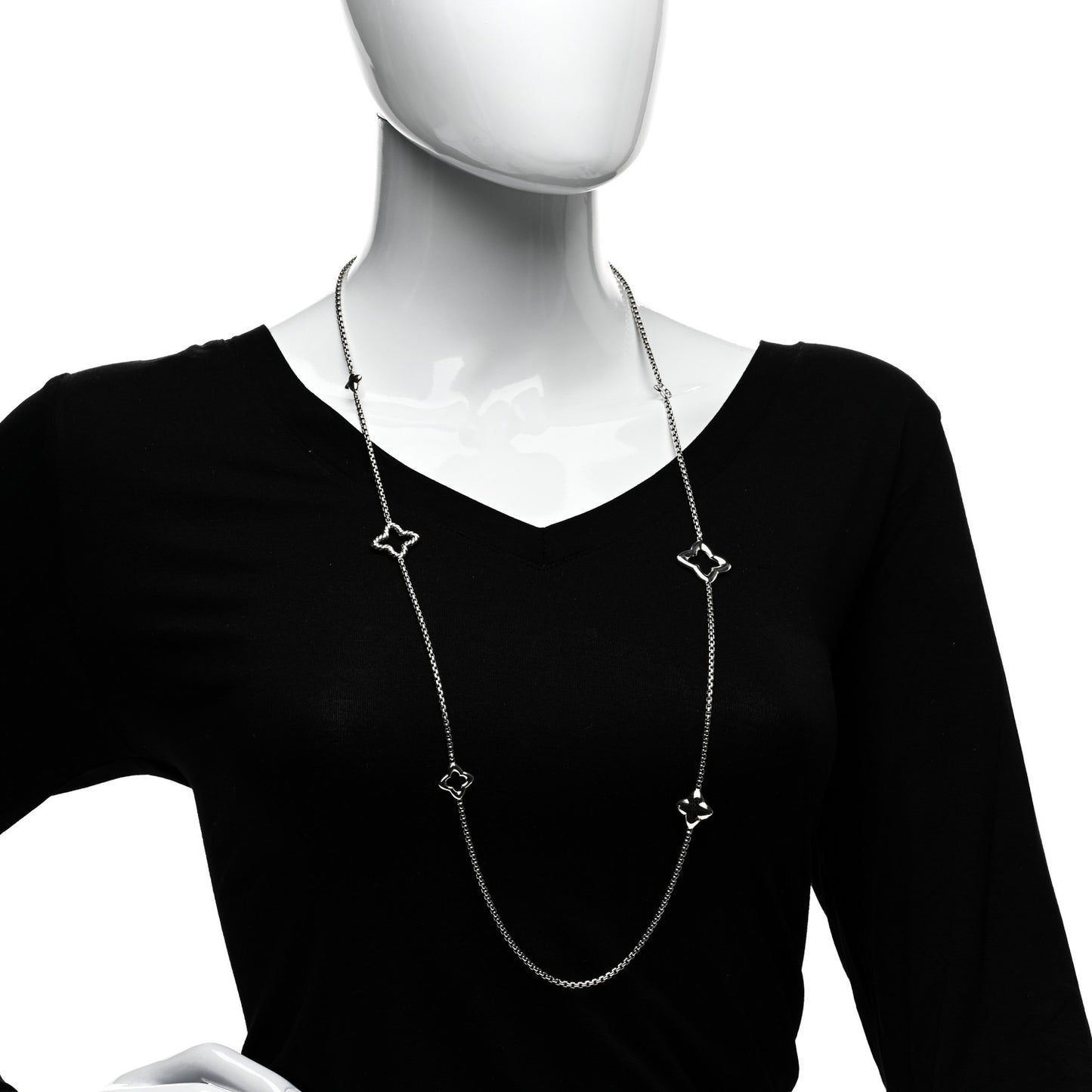 Sterling Silver 25mm Quatrefoil Chain Necklace