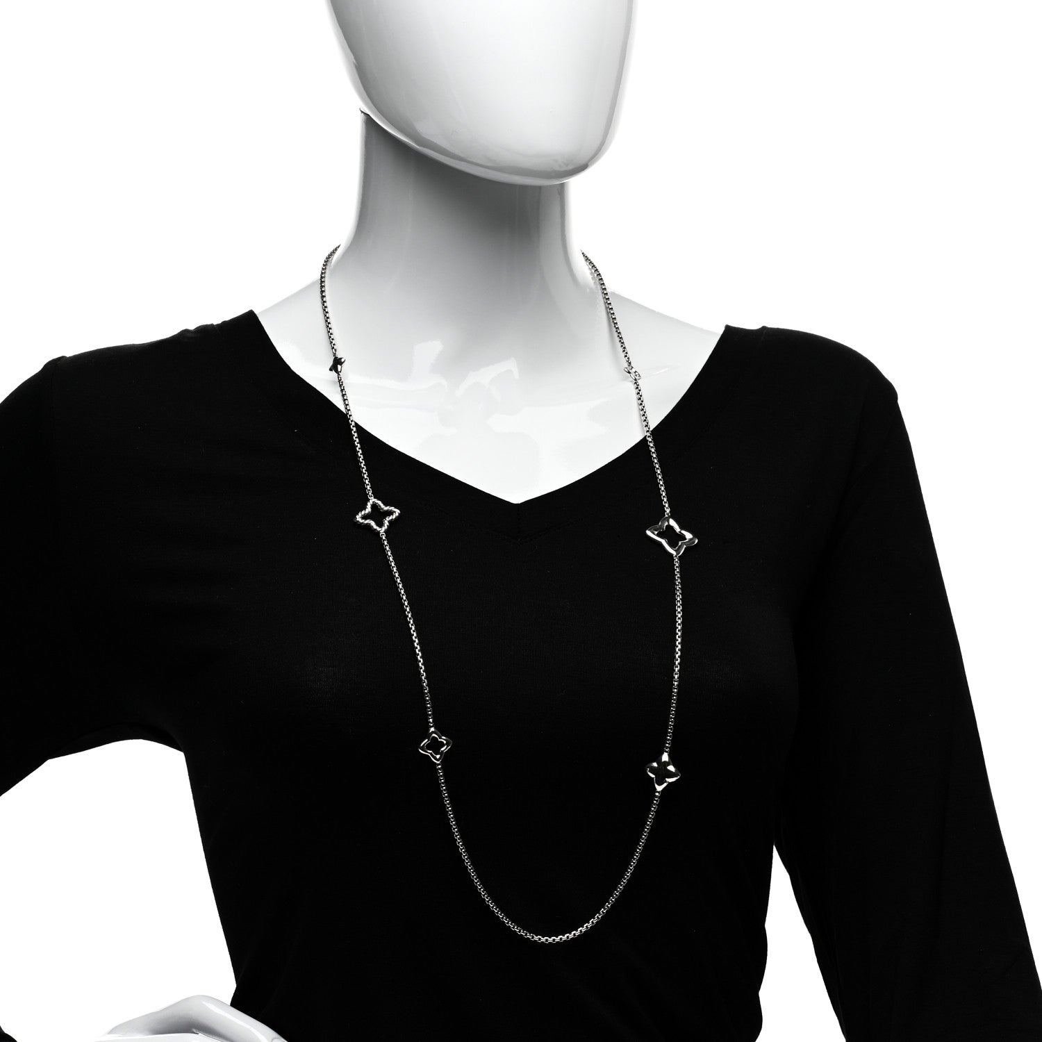 David Yurman Sterling Silver 25mm Quatrefoil Chain Necklace 2 of 4