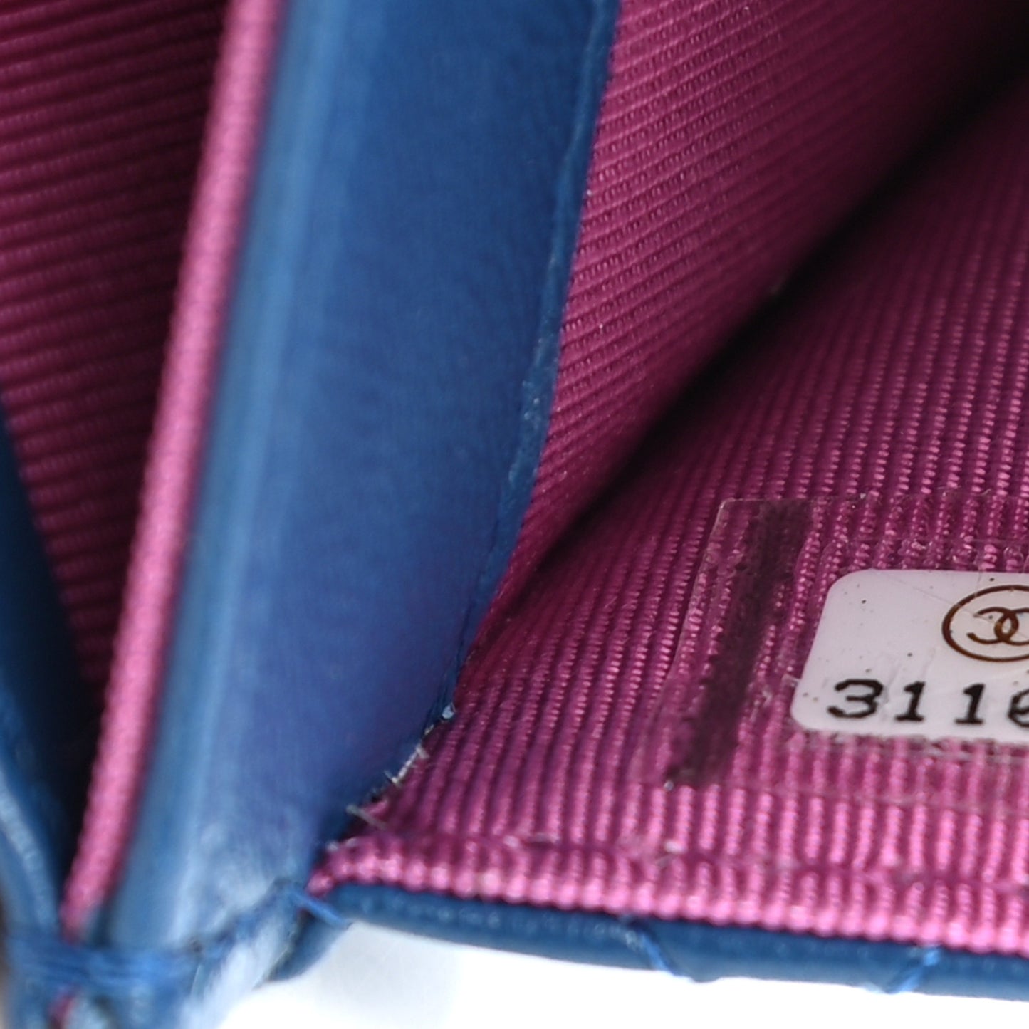 Lambskin Quilted Flap Card Holder Wallet Blue Pink