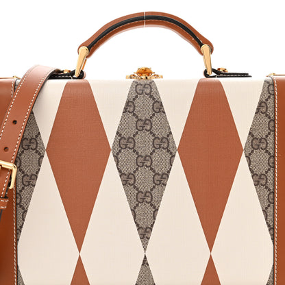 Gucci GG Supreme Monogram Boarded Dyana Calfskin Rhombus Print Savoy Top Handle Beauty Case Beige Ebony Mystic White Hazel Brown 7 of 11