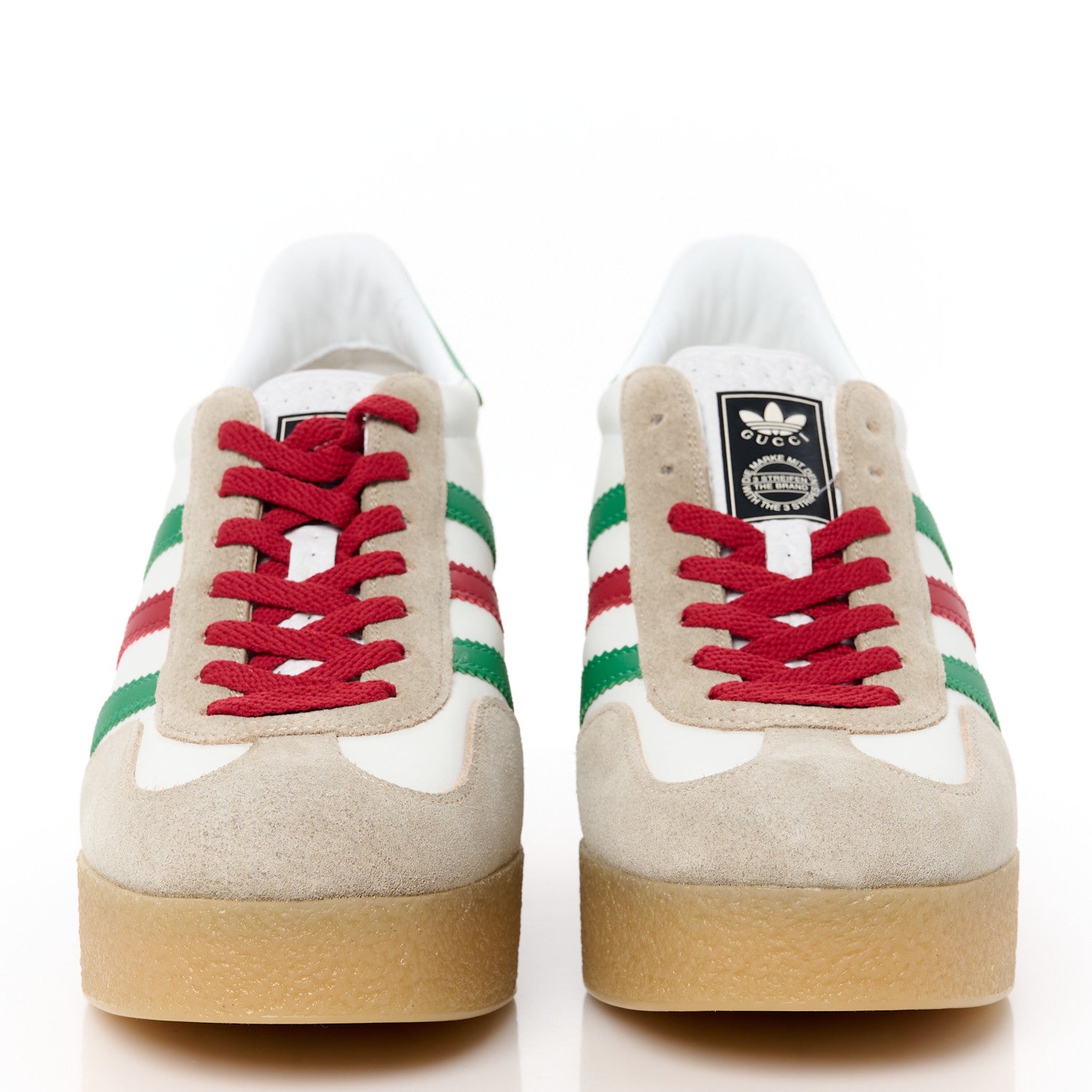 Gucci X ADIDAS Suede Madeira Gazelle Wedge Sneakers 42 Oatmeal White New Shamarock Hibiscus Red 2 of 8
