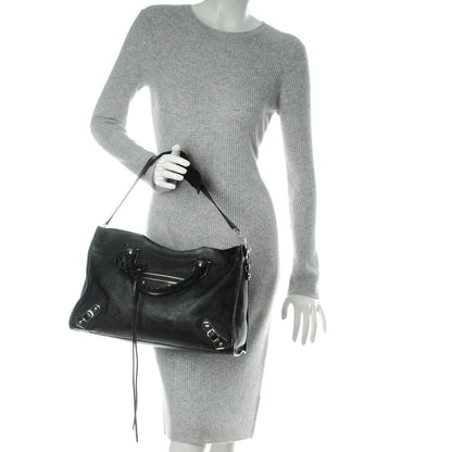 Balenciaga Chevre Silver Metallic Edge City Black 2 of 8